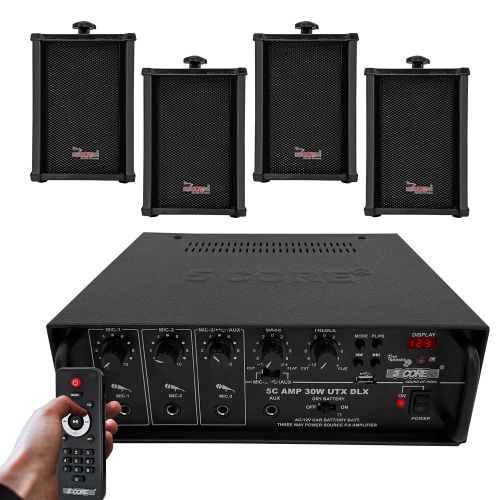 5 Core Audio System Combo 30W Amplifier 6.4' Wall Speakers 4 Piece 10W RMS Each Commercial Speaker System for Restaurant Office Cafe Bar- AMP 30W-UTX- 5 Core Audio System Combo 30W Amplifier 6.4' Wall Speakers 4 Piece 10W RMS Each Commercial Speaker System for Restaurant Office Cafe Bar- AMP 30W-UTX-