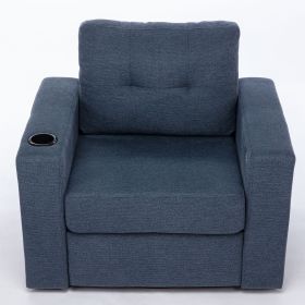 Modern Swivel Accent Sofa Chair , Ergonomic Casual 90 Degree Swivel Single Sofa Seat with Drink Holder Living Room Chair