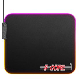 5 CORE Large RGB Gaming Mouse Pad Non-Slip Rubber Base, Waterproof 11.8 x 9.8 Inch LED Desk Mouse Mat Glowing 12 Modes Durable Stitched Edges