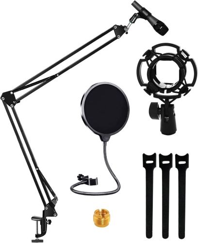 5 Core Microphone Arm Stand Upgraded Adjustable Suspension Boom Scissor Arm Mic Holder with Pop Filter 3/8" to 5/8" Adapter Mic Clip Shock Mount Cable 5 Core Microphone Arm Stand Upgraded Adjustable Suspension Boom Scissor Arm Mic Holder with Pop Filter 3/8" to 5/8" Adapter Mic Clip Shock Mount Cable