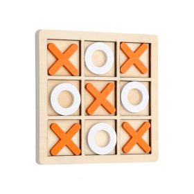 1 Pcs XO Tic Tac Toe Wooden Game Toy Educational, Entertainment, Leisure, Board Game, Building Block Toys 5.5" *5.5 " (Color: Orange)