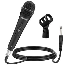 5 CORE Microphone Dynamic Vocal Handheld Mic Cardioid Unidirectional Microfono w On Off Switch + XLR Audio Cable for Singing Karaoke Public Speaking & (Color: Black)