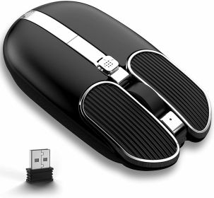 Smooth touch Mouse Wireless USB Noiseless Click for PCMac Laptop Windows Office (Color: Black)