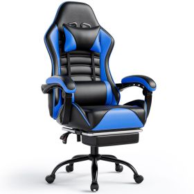 Ergonomic Gaming Chair for Adults, Comfortable Computer Chair for Heavy People, Adjustable Height Office Desk Chair with Wheels (Color: Blue)