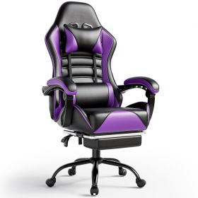 Ergonomic Gaming Chair for Adults, Comfortable Computer Chair for Heavy People, Adjustable Height Office Desk Chair with Wheels (Color: purple)