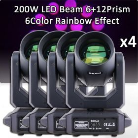 4Pcs/Lot LED Beam Spot 200W Moving Head Light Gobo/6+12Prism With DMX 512 Controller For Projector Dj Disco Stage Lighting (Plug Type: AU Plug, Color: 4Pcs Flight Case)