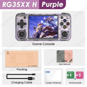 ANBERNIC RG35XX H Handheld Game Console 3.5''IPS Screen HDMI Output Linux System RG35XXH Retro Video Simulator Console Kids Gift (Bundle: 64G(5K Games), Color: Crystal Purple)