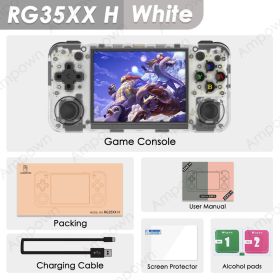 ANBERNIC RG35XX H Handheld Game Console 3.5''IPS Screen HDMI Output Linux System RG35XXH Retro Video Simulator Console Kids Gift (Bundle: 64G(5K Games), Color: Crystal White)