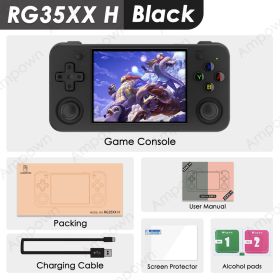 ANBERNIC RG35XX H Handheld Game Console 3.5''IPS Screen HDMI Output Linux System RG35XXH Retro Video Simulator Console Kids Gift (Bundle: 64G(5K Games), Color: Black)