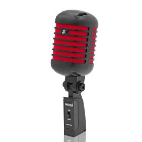 5 Core Professional Vintage Microphone for Singing Dynamic Super Cardiod XLR Old Retro Vocal Mic Stage Unidirectional Classic Studio Microfono Recordi (Color: RTRO MIC CH BLK-RED)